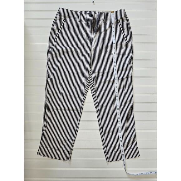 Chicos Women's size 1 mid-rise white black striped crop chino - Picture 2 of 9